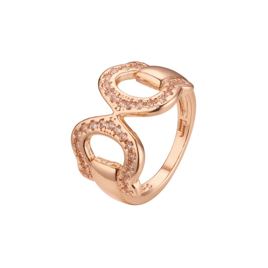 Buckle link rings in 14K Gold, Rose Gold plating colors