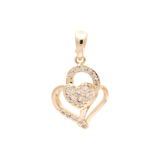 14K Gold heart in heart pendant