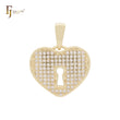 Cluster white CZs lock of heart 14K Gold pendant