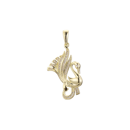 Elegant Swan 14K Gold pendant