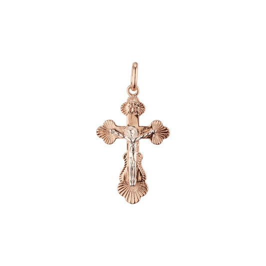 Catholic crucifix Cross Rose Gold two tone, White Gold pendant
