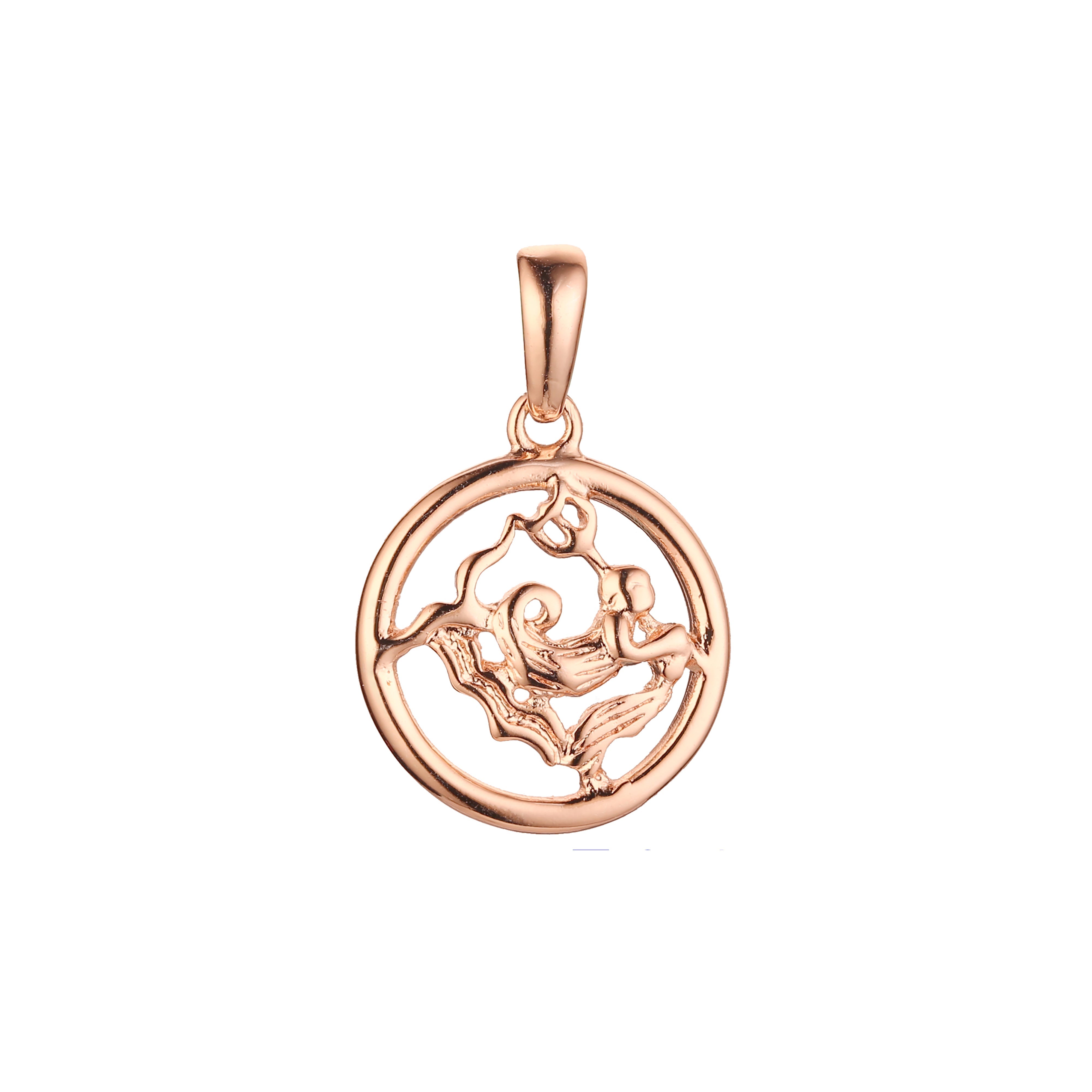 Constellation Fallon Zodiac constellation Rose Gold two tone pendant - Glossy Circle
