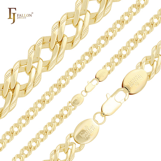 Textured flank hammered 14K Gold Rombo Chains
