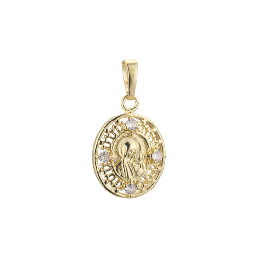 Virgin Mary of Kazan pendant in Rose Gold, 14K Gold plating colors
