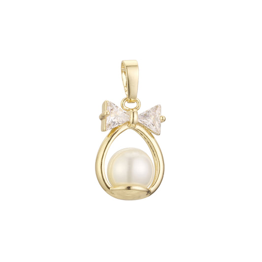 Pearl pendant in Rose Gold, 14K Gold, White Gold plating colors