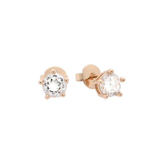 Clawed solitaire CZ [2mm - 6mm] White Gold, Rose Gold stud earrings