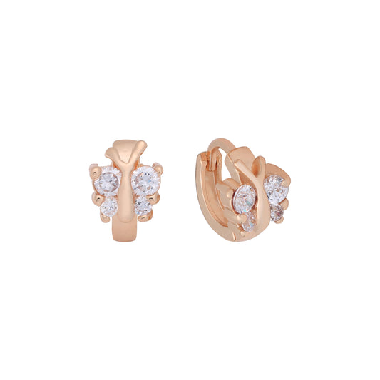Butterfly huggie earrings in 14K Gold, Rose Gold plating colors
