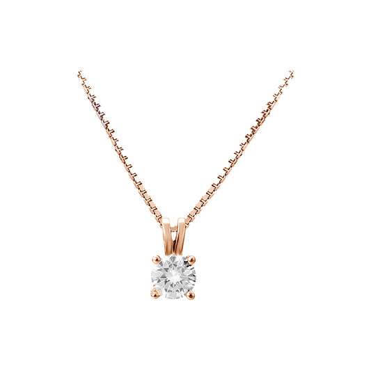 Solitaire white rounded CZ Rose Gold pendant