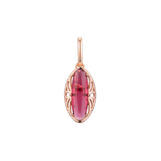 Solitaire long oval glass Rose Gold, 14K Gold, White Gold Pendant