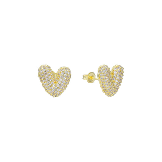 Heart cluster 14K Gold stud earrings