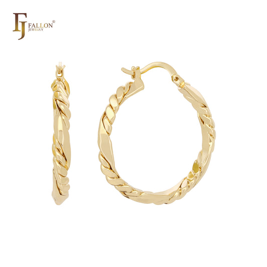 Twisted textured 14K Gold Hoop earrings