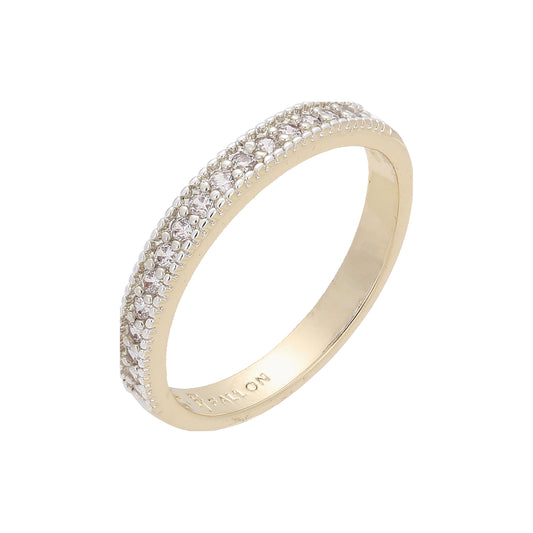 Paved white CZs Rose Gold two tone Rings