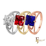 .Solitaire big colorful emerald cut stones 14K Gold, 18K Gold rings
