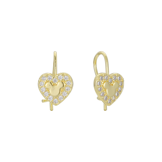heart wire hook child earrings in 14K Gold, Rose Gold, two tone plating colors