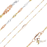 .Classic White Gold, Rose Gold, two tone Singapore single link chains