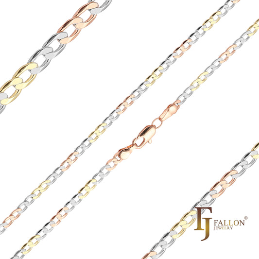 {Three Tone} Classic Curb link chains plated in Rose Gold three tone