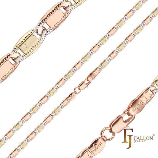 Rose Gold three tone Mariner link hammered chains