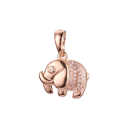 Elephant animal pendant in Rose Gold, 14K Gold plating colors