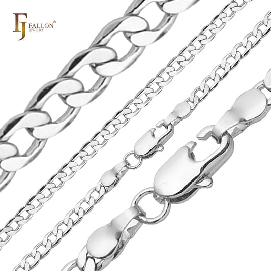 Classic Curb link chains plated in White Gold