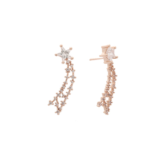 Star and white cluster CZ Rose Gold stud earrings