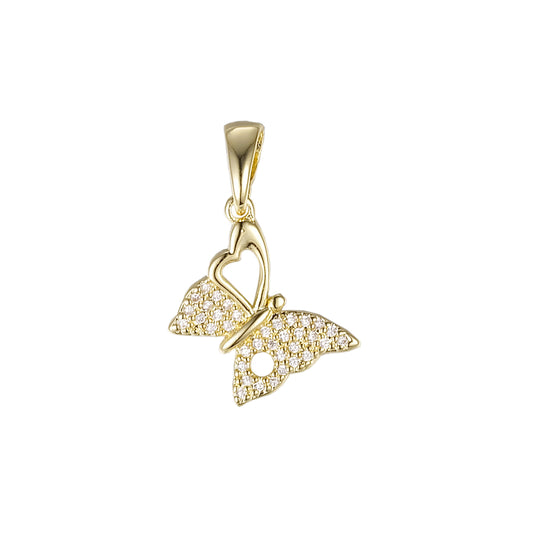 Butterfly pendant in 14K Gold, White Gold, Rose Gold plating colors