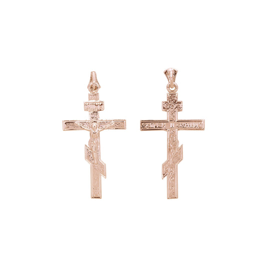 Russian orthdox cross pendant in Rose Gold, White Gold plating colors