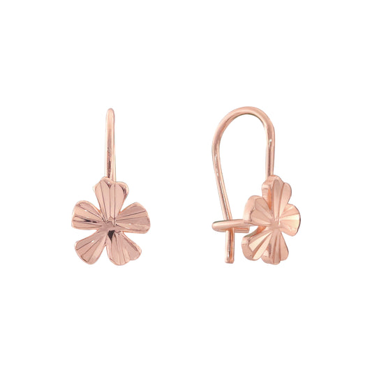 Little flower clover 14K Gold, Rose Gold Earrings