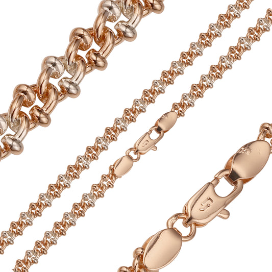 Cable and beads fancy link Rose Gold two tone chains