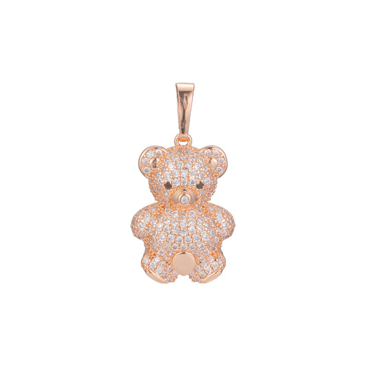 Bear animal pendant in Rose Gold, 14K Gold plating colors