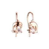 .Rose Gold dolphin wire hook child earrings