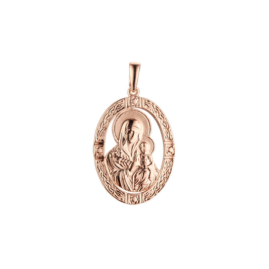 Virgin Mary of Smolensk pendant in Rose Gold, two tone plating colors