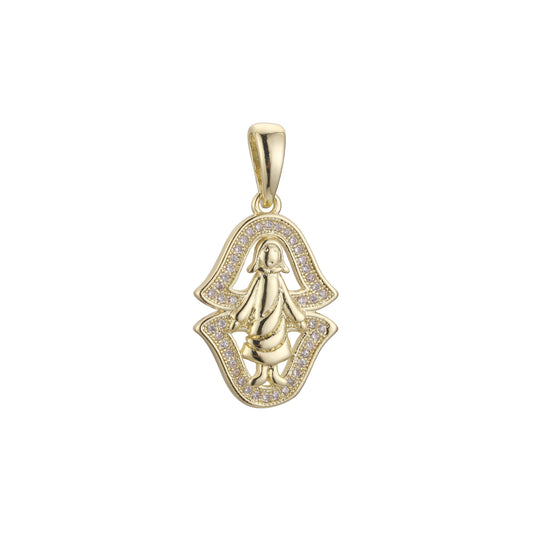 Blessed Virgin Mary Pendant plated in 14K Gold