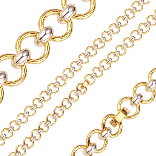 {Customize} Rolo rounded fancy link 14K Gold two tone chains