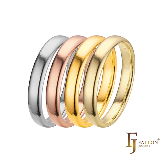 .Wedding band rings plated in White Gold, 14K Gold, 18K Gold, Rose Gold