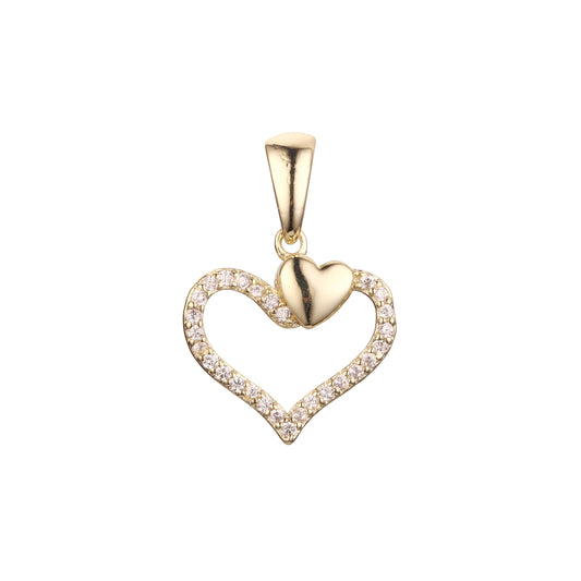 Heart in heart cluster cz pendant in Rose Gold, 14K Gold, 18K Gold two tone plating colors