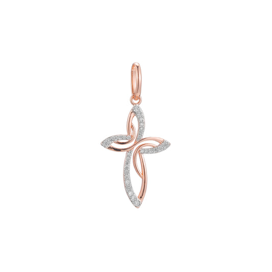 Cross pendant in Rose Gold two tone, 14K Gold plating colors