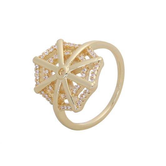 Spider web paved halo 14K Gold, Rose Gold two tone rings