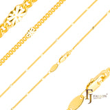 Sunflower fancy link chains plated in 14K Gold, Rose Gold, two tone, White Gold