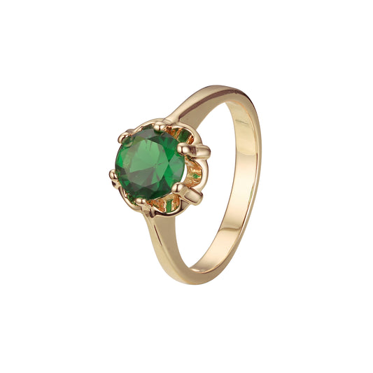 Solitaire big round stone rings in 14K Gold, Rose Gold plating colors
