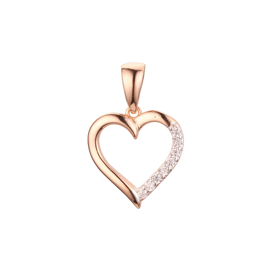 Heart pendant in Rose Gold, 14K Gold two tone, 18K Gold plating colors