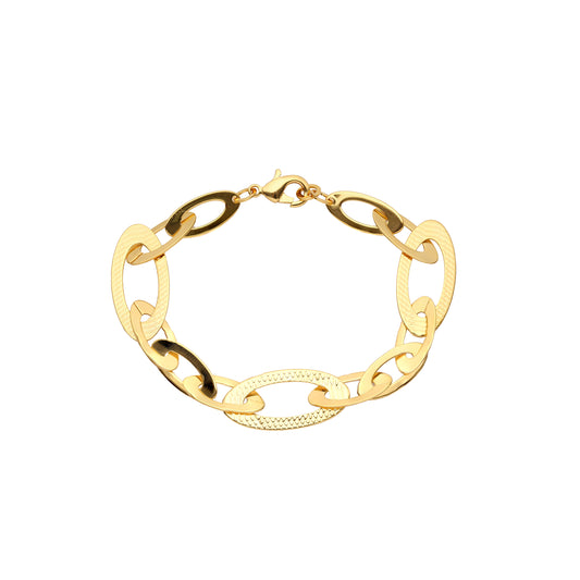 {Customize} Oval half hammered rolo link 18K Gold chains
