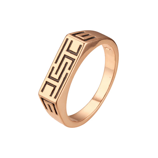 Greek pattern men's Rose Gold rings