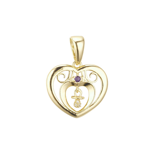 Heart in heart mom's love 14K Gold, Rose Gold pendant