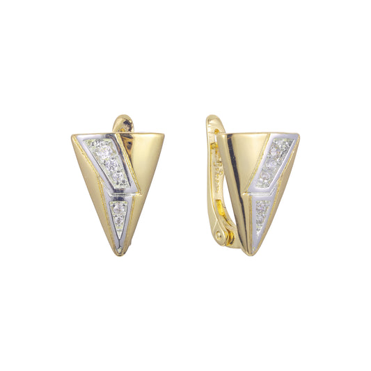 Rose Gold, 14K Gold, two tone triangular earrings