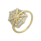 Spider web paved halo 14K Gold, Rose Gold two tone rings