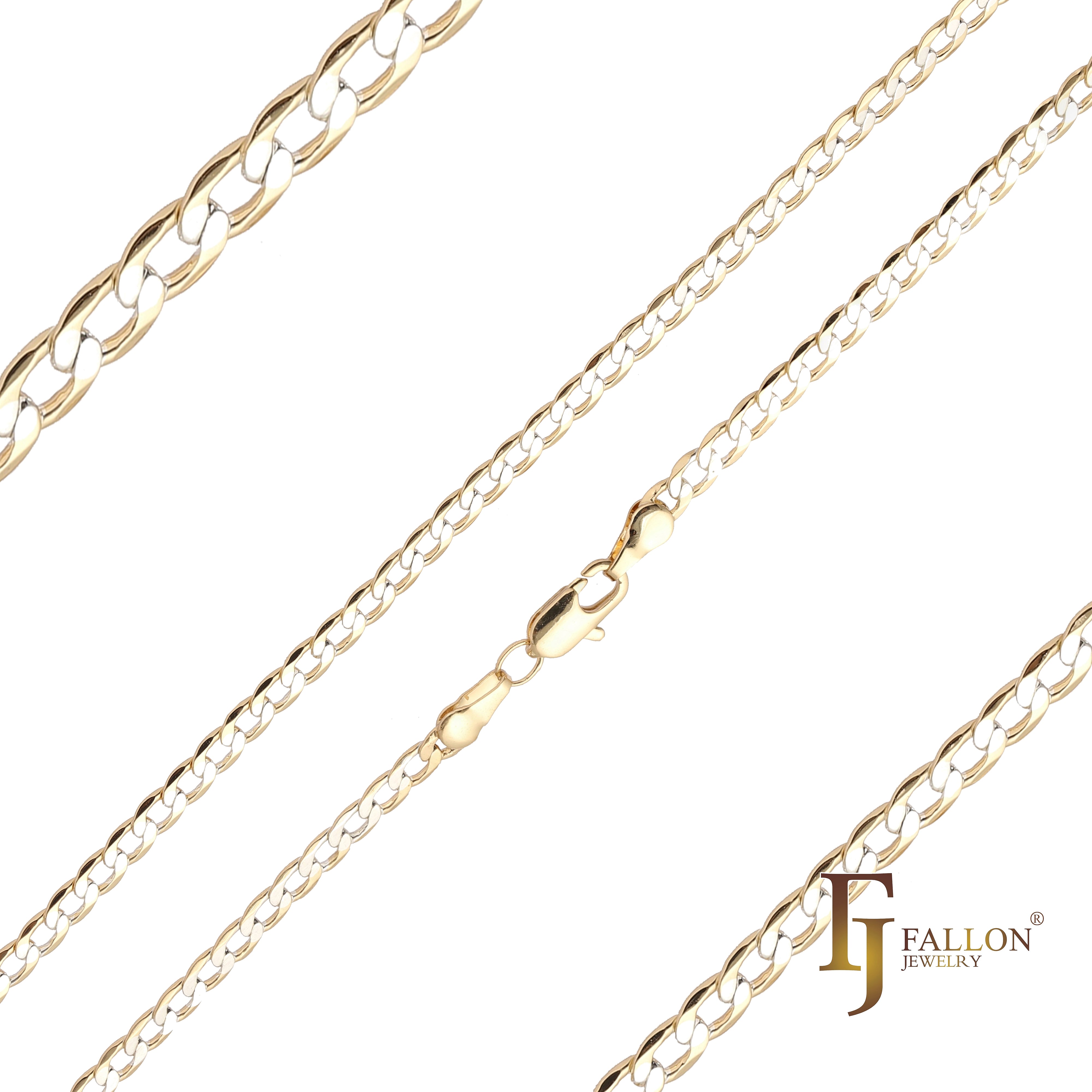 Classic Curb link chains plated in 14K Gold two tone
