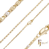 Thin Solid snail link polished chains plated in 14K Gold, Rose Gold, two tone
