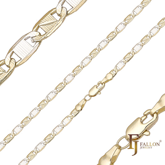 Mariner Z link hammered chains plated in 14K Gold, two tone