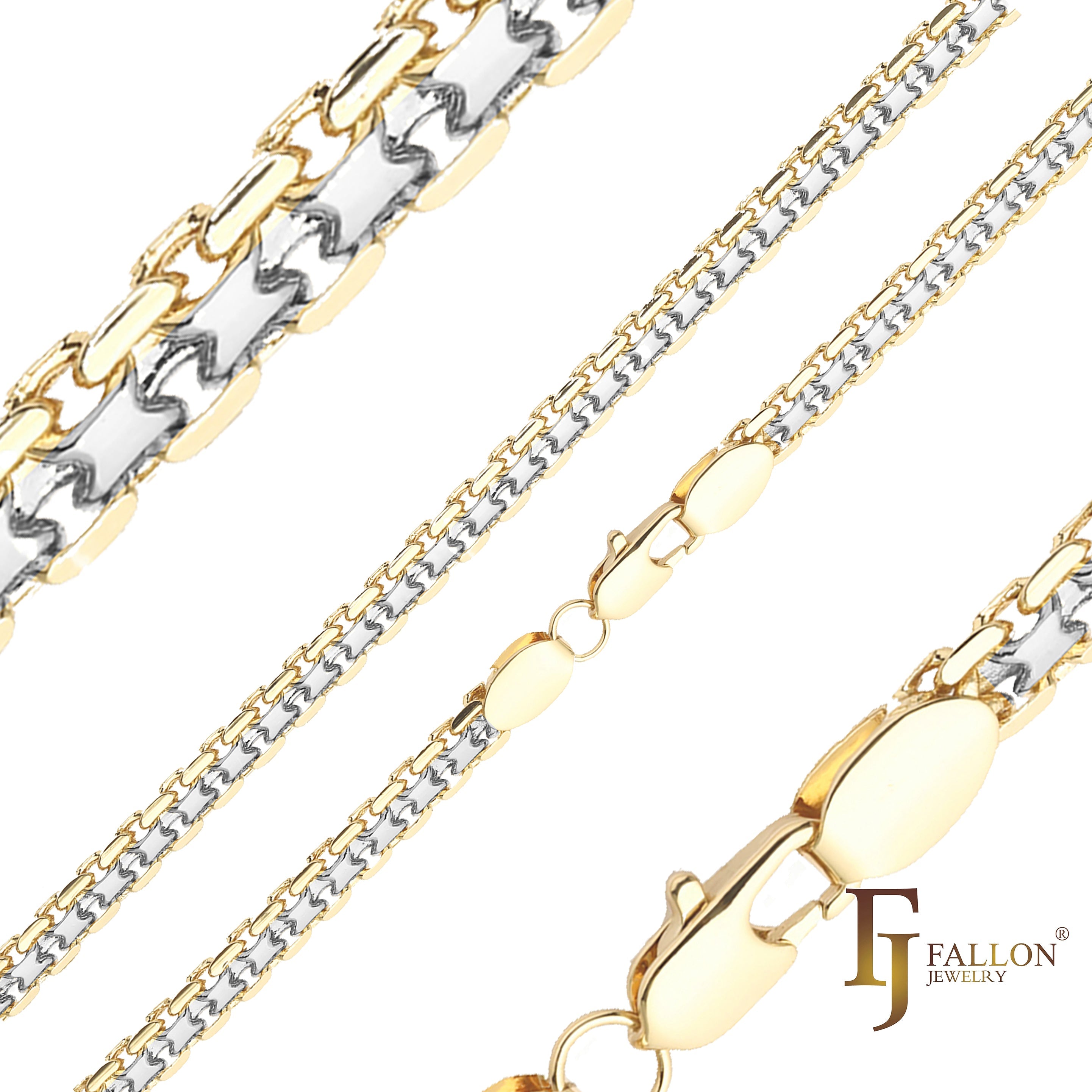 .Bismarck weaving anchor double link chains plated in 14K Gold, 18K Gold, two tone