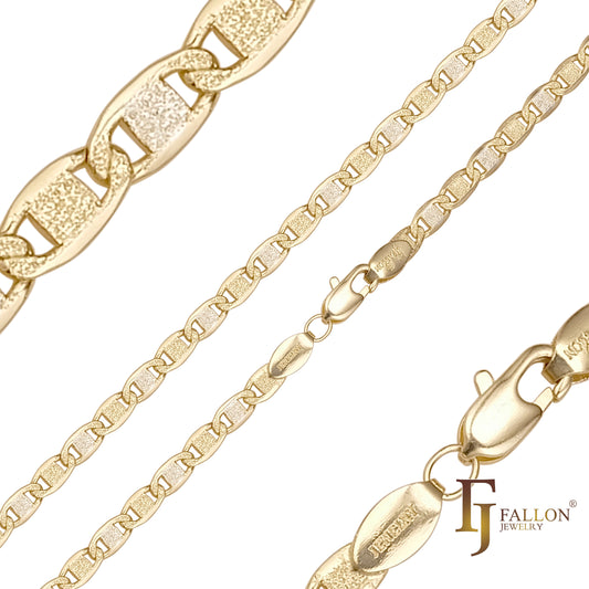 Mariner link hammered chains plated in 14K Gold, two tone